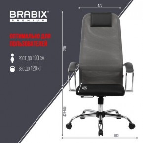 Кресло офисное BRABIX PREMIUM "Ultimate EX-800" хром, плотная двойная сетка Х2, черное/серое, 532912 в Лысьве - lysva.mebel24.online | фото 3