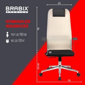 Кресло офисное BRABIX PREMIUM "Ultimate EX-801" хром, плотная двойная сетка Х2, черное/бежевое, 532919 в Лысьве - lysva.mebel24.online | фото 6