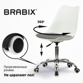 Кресло стул BRABIX "Eames MG-310 CH", хром, пластик белый, ткань серая, 532924 в Лысьве - lysva.mebel24.online | фото 7