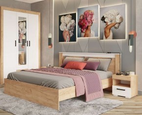 Кровать Адель 1.4 Настил из ДСП 2с дуб крафт золотой/белый в Лысьве - lysva.mebel24.online | фото 2
