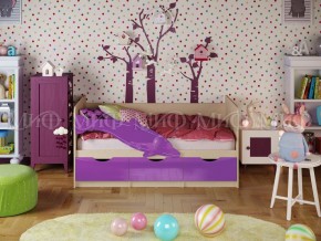 Кровать Дельфин-1 800*1600 (Фиолетовый металлик/дуб крафт белый) в Лысьве - lysva.mebel24.online | фото