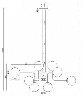 Люстра на штанге Maytoni Erich MOD221-PL-12-G в Лысьве - lysva.mebel24.online | фото 3