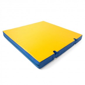 Мат гимнастический 1х1х0,1м с вырезом под стойки цв. синий-желтый в Лысьве - lysva.mebel24.online | фото
