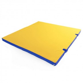 Мат гимнастический 1х1х0,08м с вырезом под стойки цв. синий-желтый в Лысьве - lysva.mebel24.online | фото 1