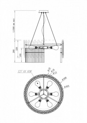 Подвесной светильник Maytoni Coliseo MOD135PL-06BS в Лысьве - lysva.mebel24.online | фото 3