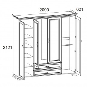 Шкаф 4D2S Z, TIFFANY, цвет вудлайн кремовый в Лысьве - lysva.mebel24.online | фото 2