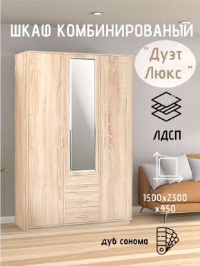 Шкаф комбинированный Дуэт Люкс с зеркалом в Лысьве - lysva.mebel24.online | фото 1