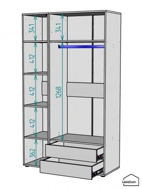 Шкаф Linnea MHR-3PO-2 2050х1200х510 (Белый-М 11.1.2) в Лысьве - lysva.mebel24.online | фото 3