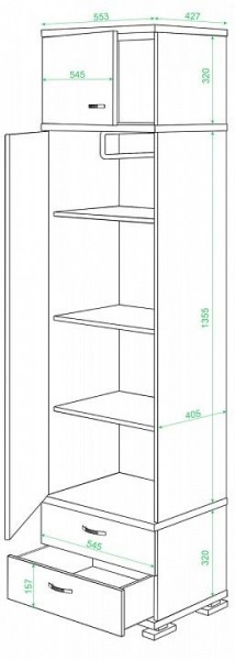 Шкаф платяной Домино КС-10 в Лысьве - lysva.mebel24.online | фото 2