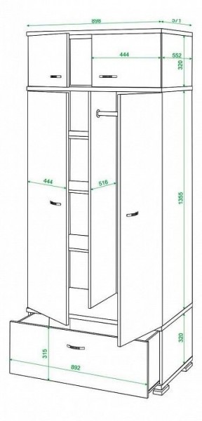 Шкаф платяной Домино КС-20 в Лысьве - lysva.mebel24.online | фото 3