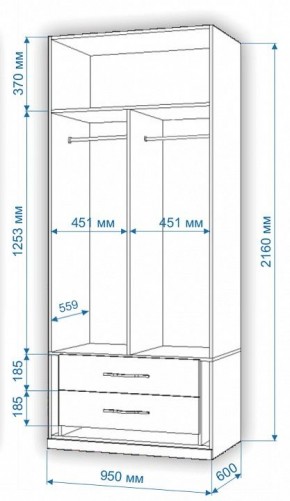 Шкаф платяной Нобиле Пл-95/60 в Лысьве - lysva.mebel24.online | фото 3