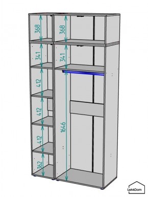 Шкаф с антресолью Linnea MHR-3A-1 2450х1200х510 (Графит-М 11.1.25) в Лысьве - lysva.mebel24.online | фото 3