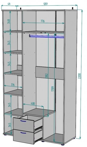 Шкаф с зеркалом Ольга H54_M в Лысьве - lysva.mebel24.online | фото 2