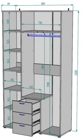 Шкаф с зеркалом Ольга H57_M в Лысьве - lysva.mebel24.online | фото 2