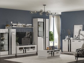 МАГНОЛИЯ Шкаф-стекло низкий (Белый глянец/Белый) в Лысьве - lysva.mebel24.online | фото 3