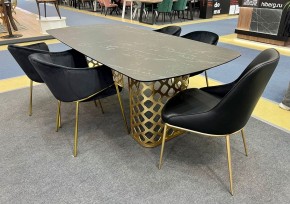 Стол CHIAVARI 220 KL-116 Черный мрамор матовый, итальянская керамика / бронзовый, ®DISAUR в Лысьве - lysva.mebel24.online | фото 2