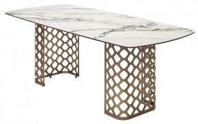 Стол CHIAVARI 220 KL-188 Контрастный мрамор матовый, итальянская керамика / Шампань, ®DISAUR в Лысьве - lysva.mebel24.online | фото
