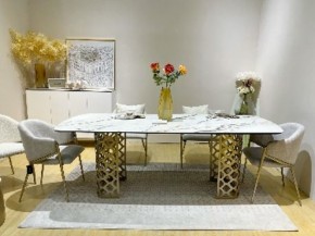 Стол CHIAVARI 220 KL-188 Контрастный мрамор матовый, итальянская керамика / Шампань, ®DISAUR в Лысьве - lysva.mebel24.online | фото 2