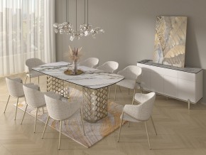 Стол CHIAVARI 220 KL-188 Контрастный мрамор матовый, итальянская керамика / Шампань, ®DISAUR в Лысьве - lysva.mebel24.online | фото 9