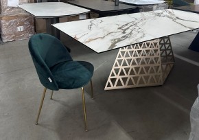 Стол ENNA 220 KL-188 Контрастный мрамор матовый, итальянская керамика/ каркас цвета шампань, ®DISAUR в Лысьве - lysva.mebel24.online | фото 8