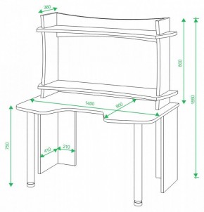 Стол компьютерный Домино Lite СКЛ-Игр140+НКИЛ140ВЛ в Лысьве - lysva.mebel24.online | фото 3
