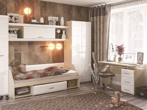 Стол компьютерный Симба Дуб белфорт-Белый глянец в Лысьве - lysva.mebel24.online | фото 3