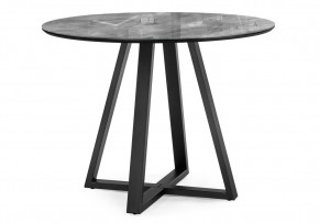 Стол стеклянный Норфолк 100х78 серый мрамор / черный в Лысьве - lysva.mebel24.online | фото 1