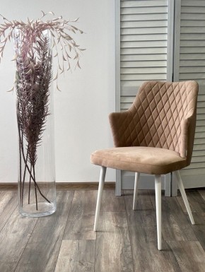 Стул HERMAN 360 град. БЕЖЕВЫЙ #5, велюр / белый каркас М-City в Лысьве - lysva.mebel24.online | фото 2