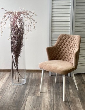 Стул HERMAN 360 град. БЕЖЕВЫЙ #5, велюр / белый каркас М-City в Лысьве - lysva.mebel24.online | фото 3