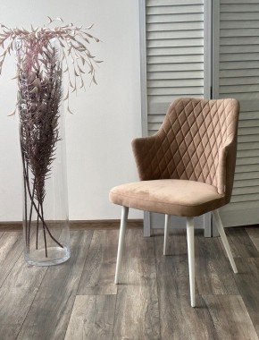Стул HERMAN 360 град. БЕЖЕВЫЙ #5, велюр / белый каркас М-City в Лысьве - lysva.mebel24.online | фото 4