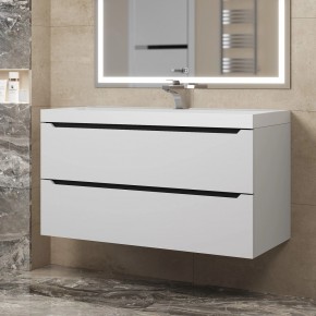 Тумба под раковину Uperwood Tanos 100 см, подвесная, белая/графит в Лысьве - lysva.mebel24.online | фото