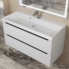 Тумба под раковину Uperwood Tanos 100 см, подвесная, белая/графит в Лысьве - lysva.mebel24.online | фото 10