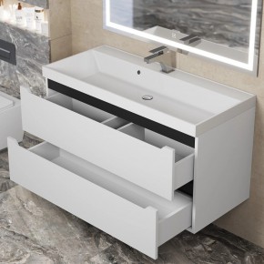 Тумба под раковину Uperwood Tanos 100 см, подвесная, белая/графит в Лысьве - lysva.mebel24.online | фото 9