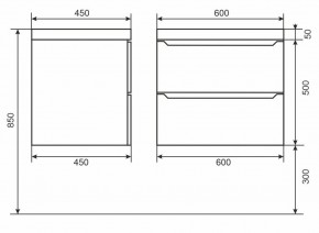 Тумба под раковину Uperwood Tanos 60 см, подвесная, белая/графит в Лысьве - lysva.mebel24.online | фото 6
