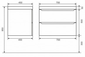 Тумба под раковину Uperwood Tanos 70 см, подвесная, черная матовая в Лысьве - lysva.mebel24.online | фото 6