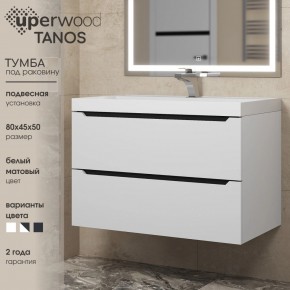 Тумба под раковину Uperwood Tanos 80 см, подвесная, белая/графит в Лысьве - lysva.mebel24.online | фото 3