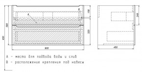 Тумба под раковину Uperwood Tanos 90 см, подвесная, белая/графит в Лысьве - lysva.mebel24.online | фото 7