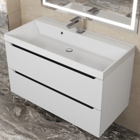Тумба под раковину Uperwood Tanos 90 см, подвесная, белая/графит в Лысьве - lysva.mebel24.online | фото 9