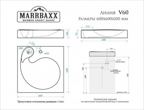 Умывальник над стиральной машиной (600*600х100) Лилия V60 (белый) с кронштейном без сифона (V60) в Лысьве - lysva.mebel24.online | фото 2